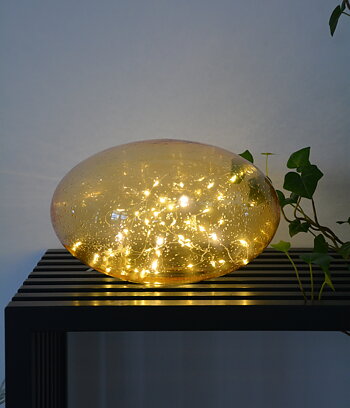 Lampa kupol i beige glas LED- belysning och timer