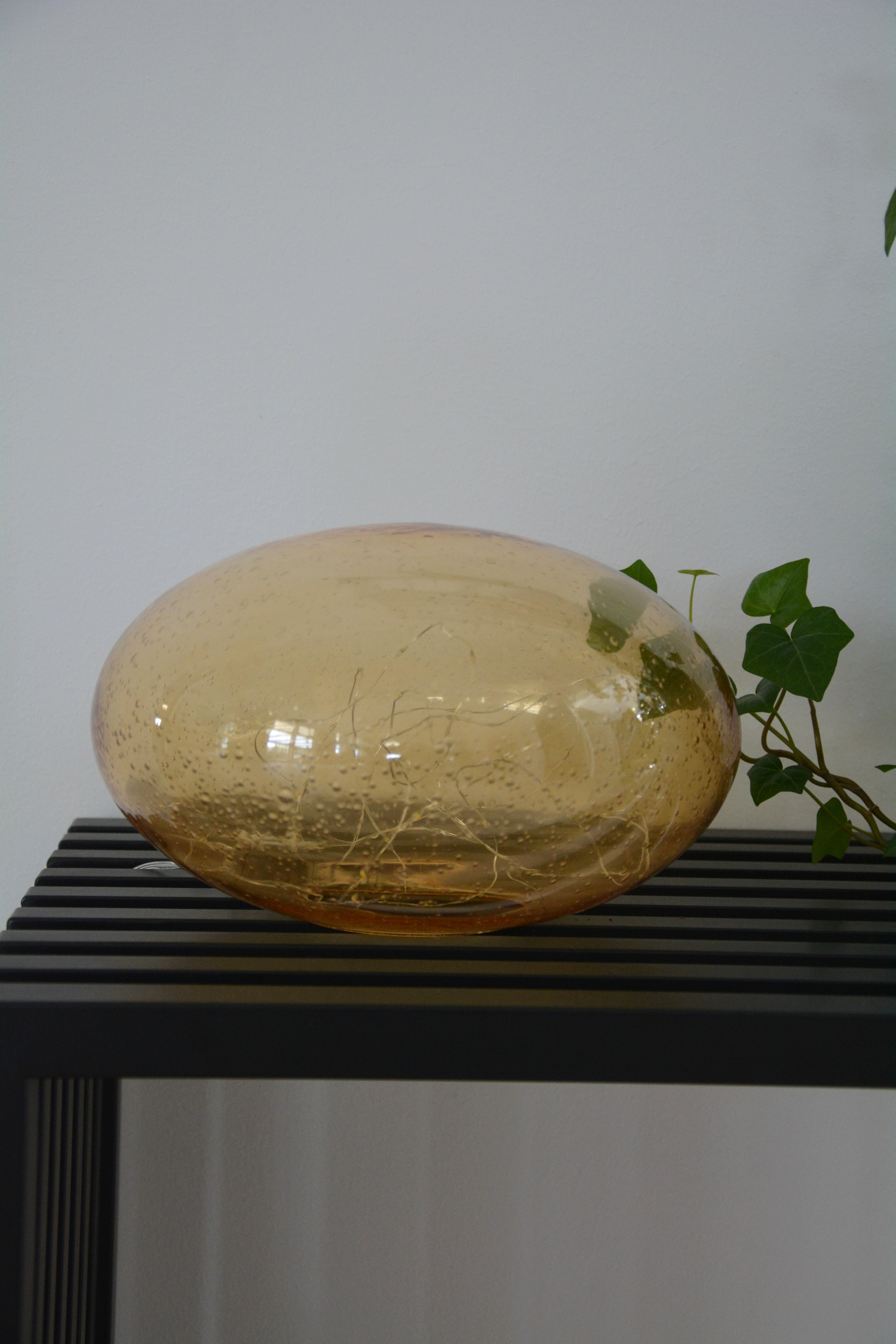 Lampa kupol i beige glas LED- belysning och timer - 4