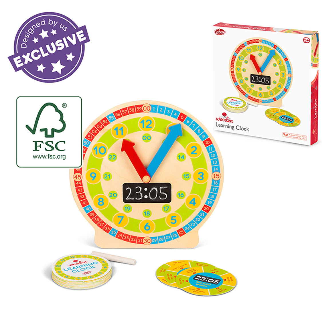 Wooden Learning Clock, Lär dig Klockan - 2