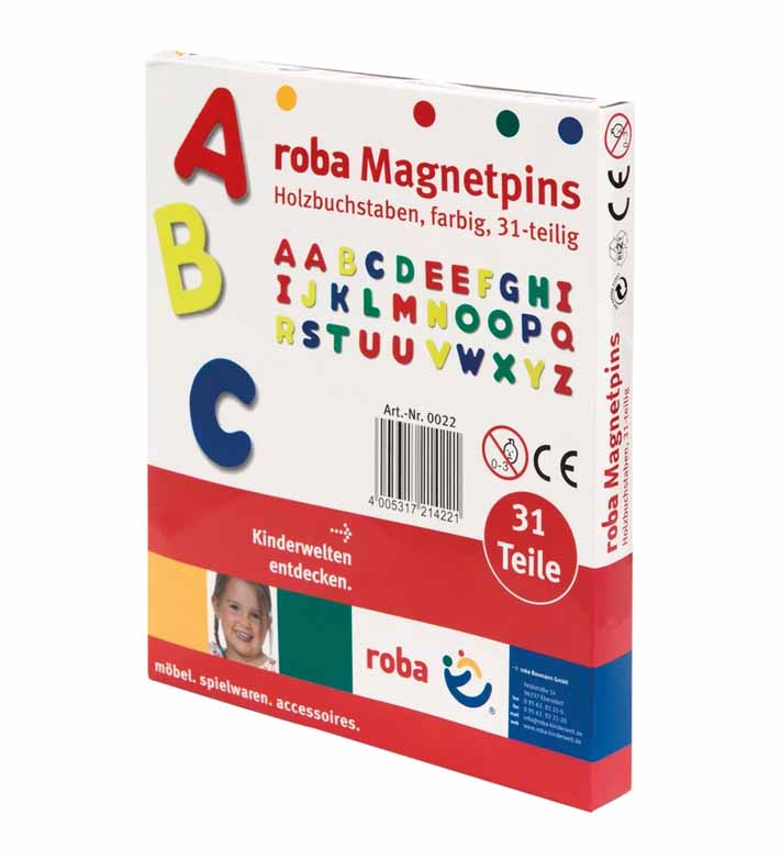 Magnetiska bokstäver ABC i trä från Roba Kids - 31 st