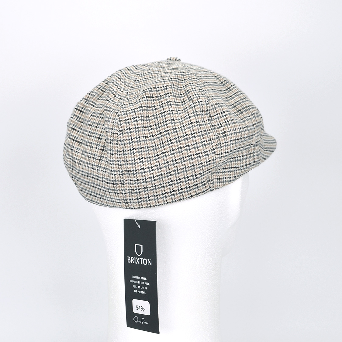 Brixton - Brood LW Newsboy Snap Cap Off White/Black/Grey Houndstooth - 3