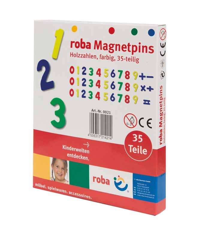 Magnetiska siffror 123 i trä från Roba Kids - 35 st