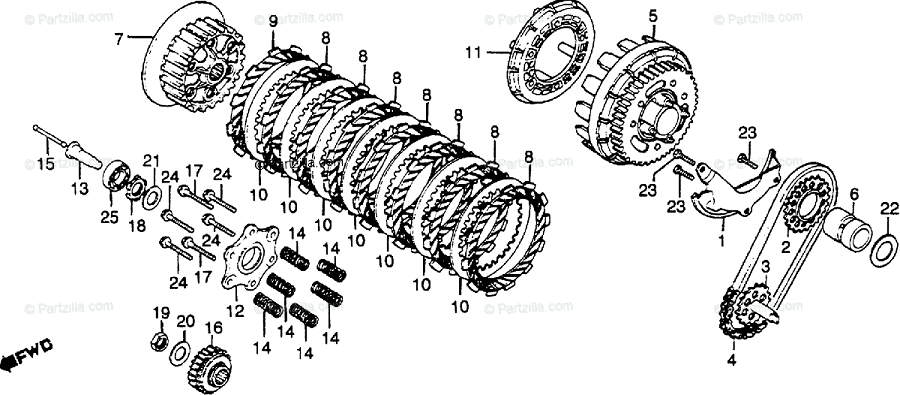 Gummidämpare sats till Kopplingskorg Honda CBX1000 (22100-422-000-6) PAC  - 2