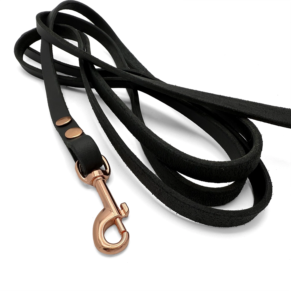 Leather leash with pink hook