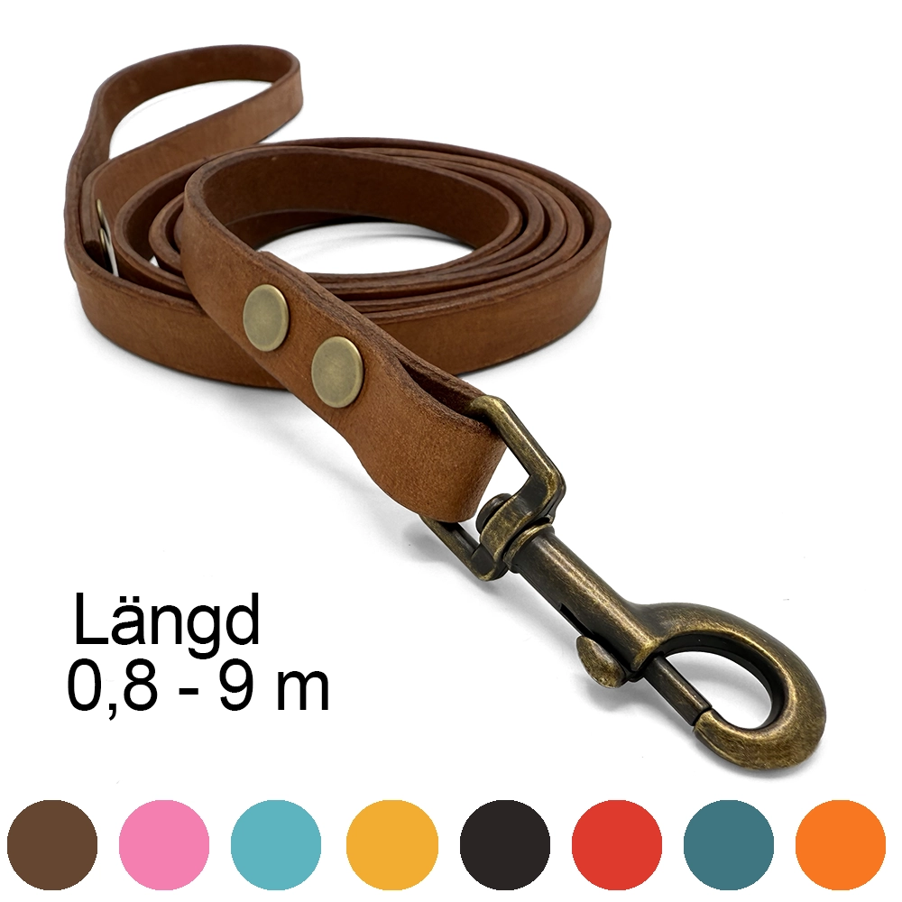 Soft leather leash in any length and any hook