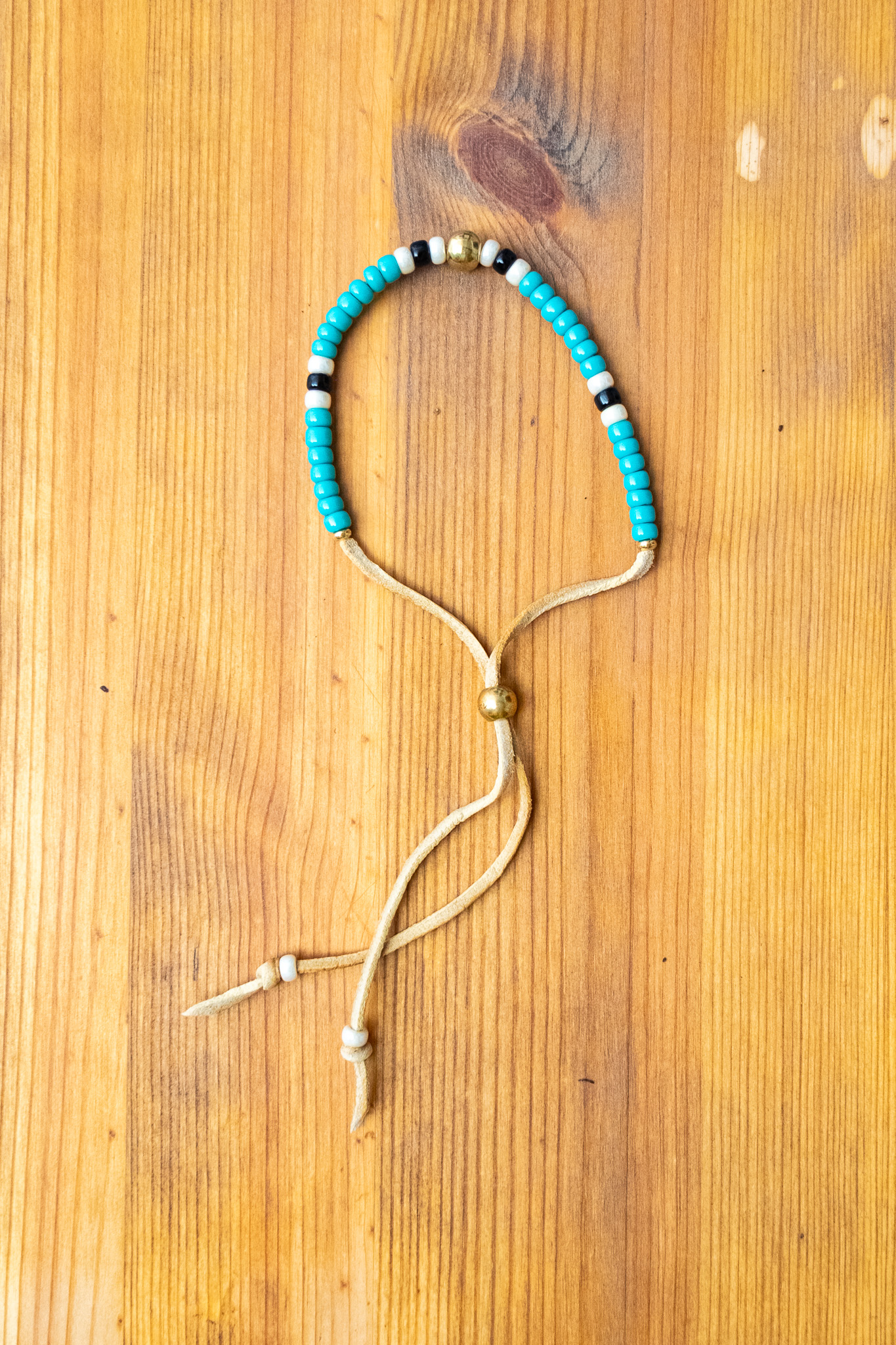 Kobashi Studio - Japanesee Beads Bracelet 5mm Turquoise/Off-White/Black - 3
