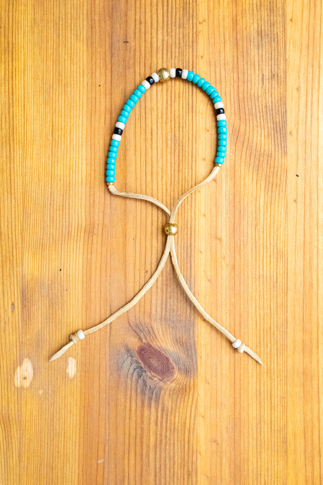 Kobashi Studio - Japanesee Beads Bracelet 5mm Turquoise/Off-White/Black