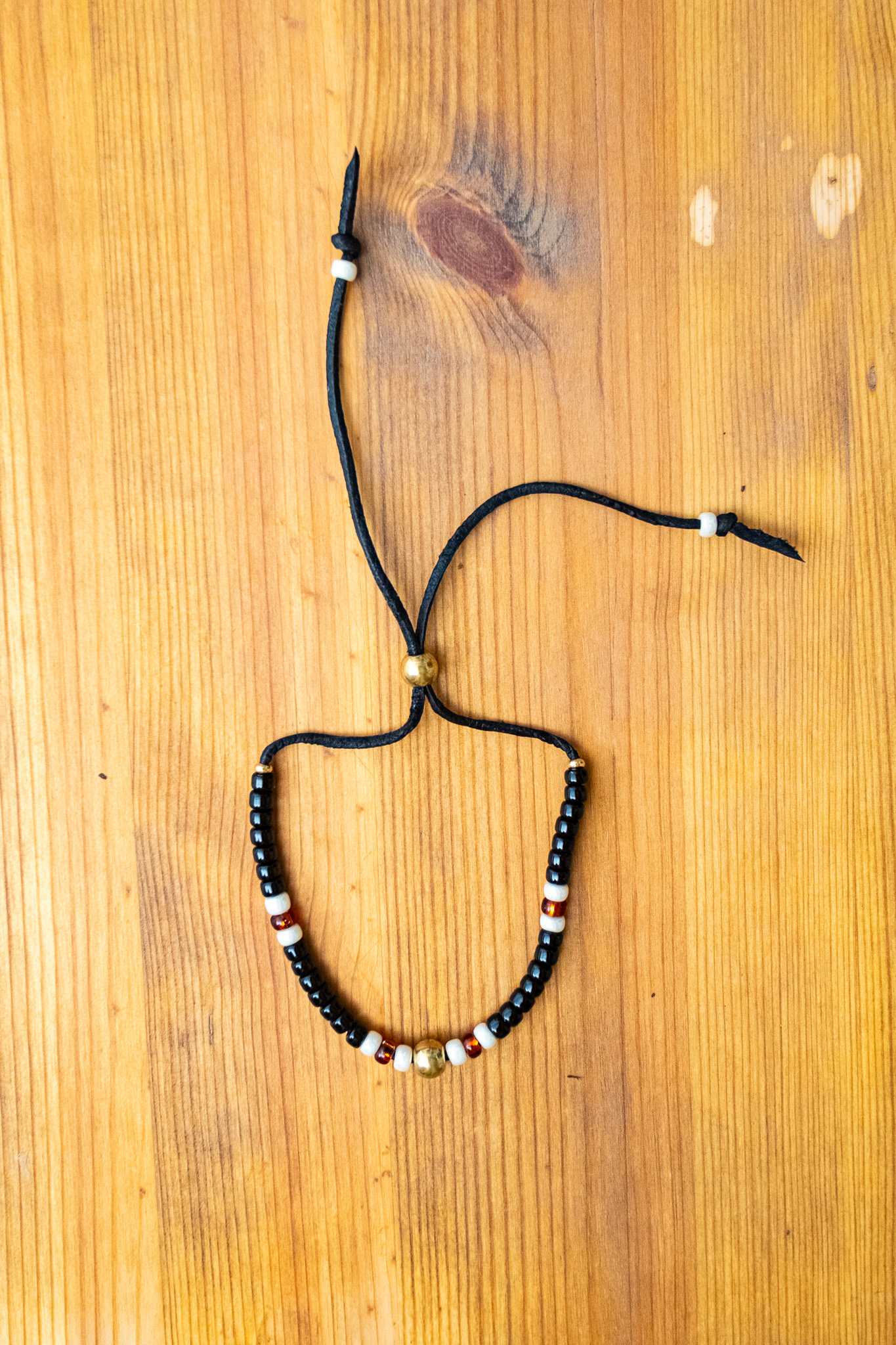 Kobashi Studio - Japanesee Beads Bracelet 5mm Black/Off-White/Orange - 5