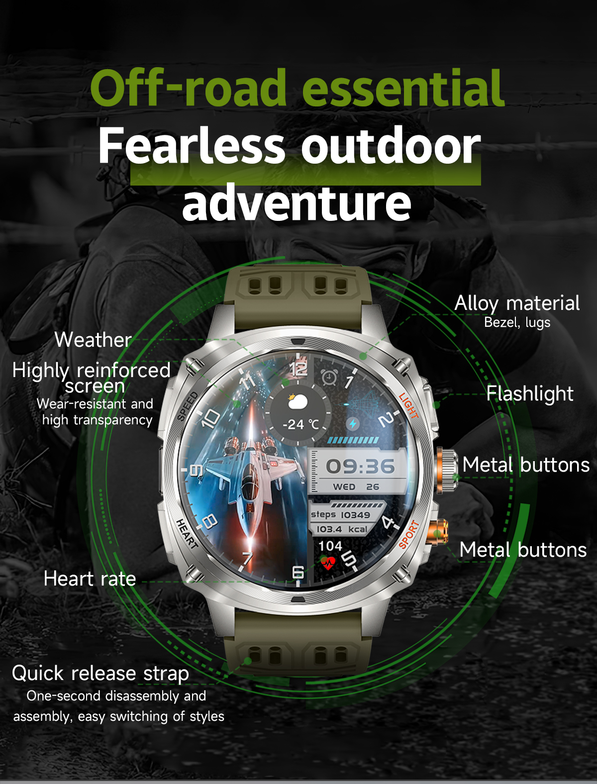 Philippe Palmer Smart Watch LP73 AMOLED Black Rubber - 13