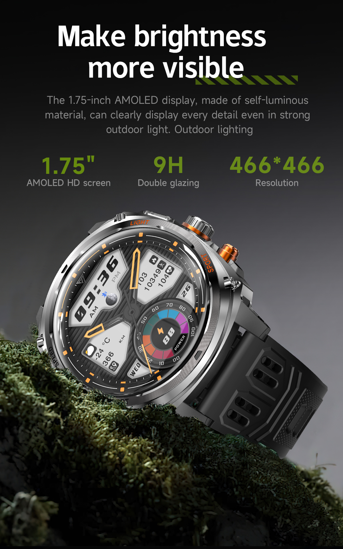 Philippe Palmer Smart Watch LP73 AMOLED Black Rubber - 12