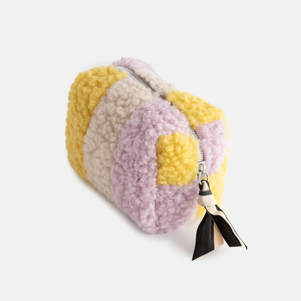 Multi Stripe Borg Mini Cube Cosmetic Bag - 4