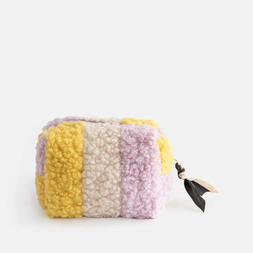 Multi Stripe Borg Mini Cube Cosmetic Bag - 2
