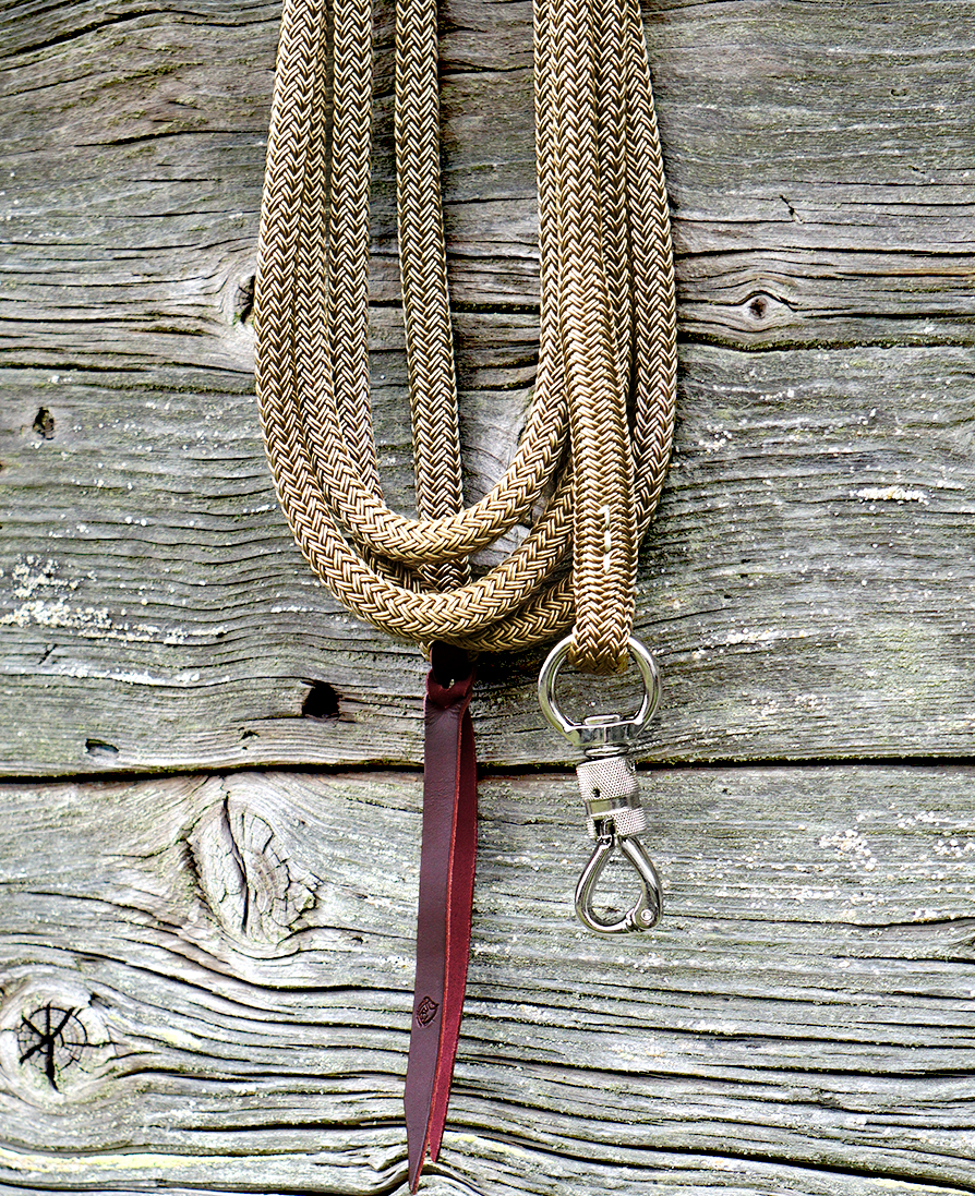 Horsemanship rope 3,7 m Brockamp (360º inox hook), beige - 2