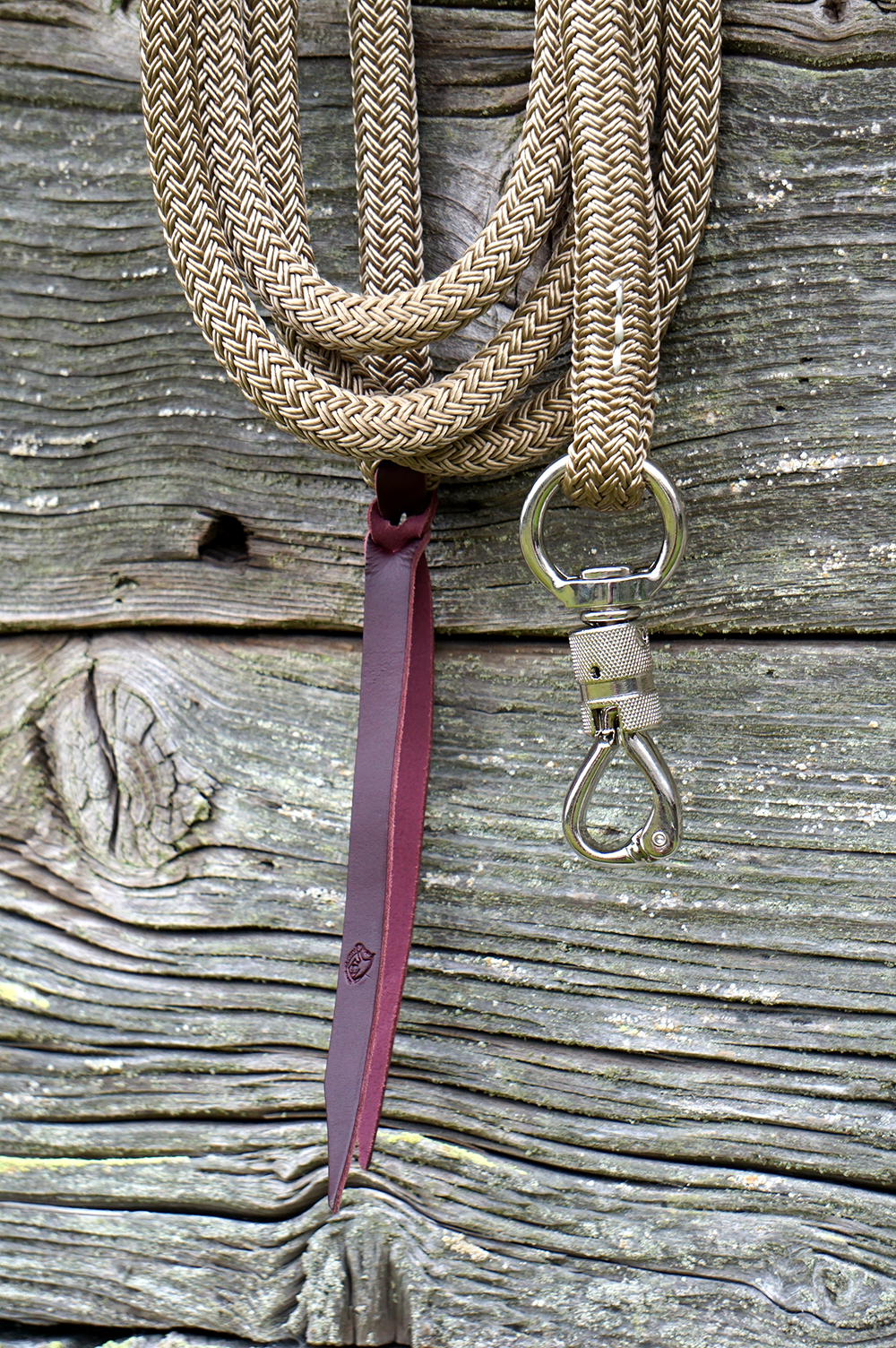 Horsemanship rope 3,7 m Brockamp (360º inox hook), beige - 4