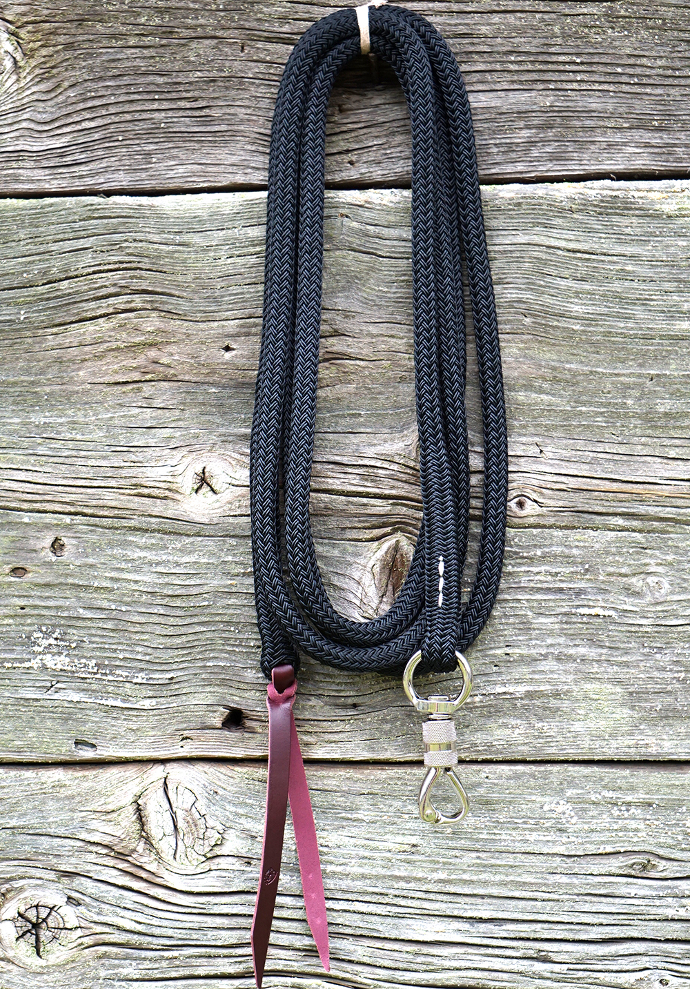 Horsemanship rope 7 m Brockamp (360º inox hook), black  - 3