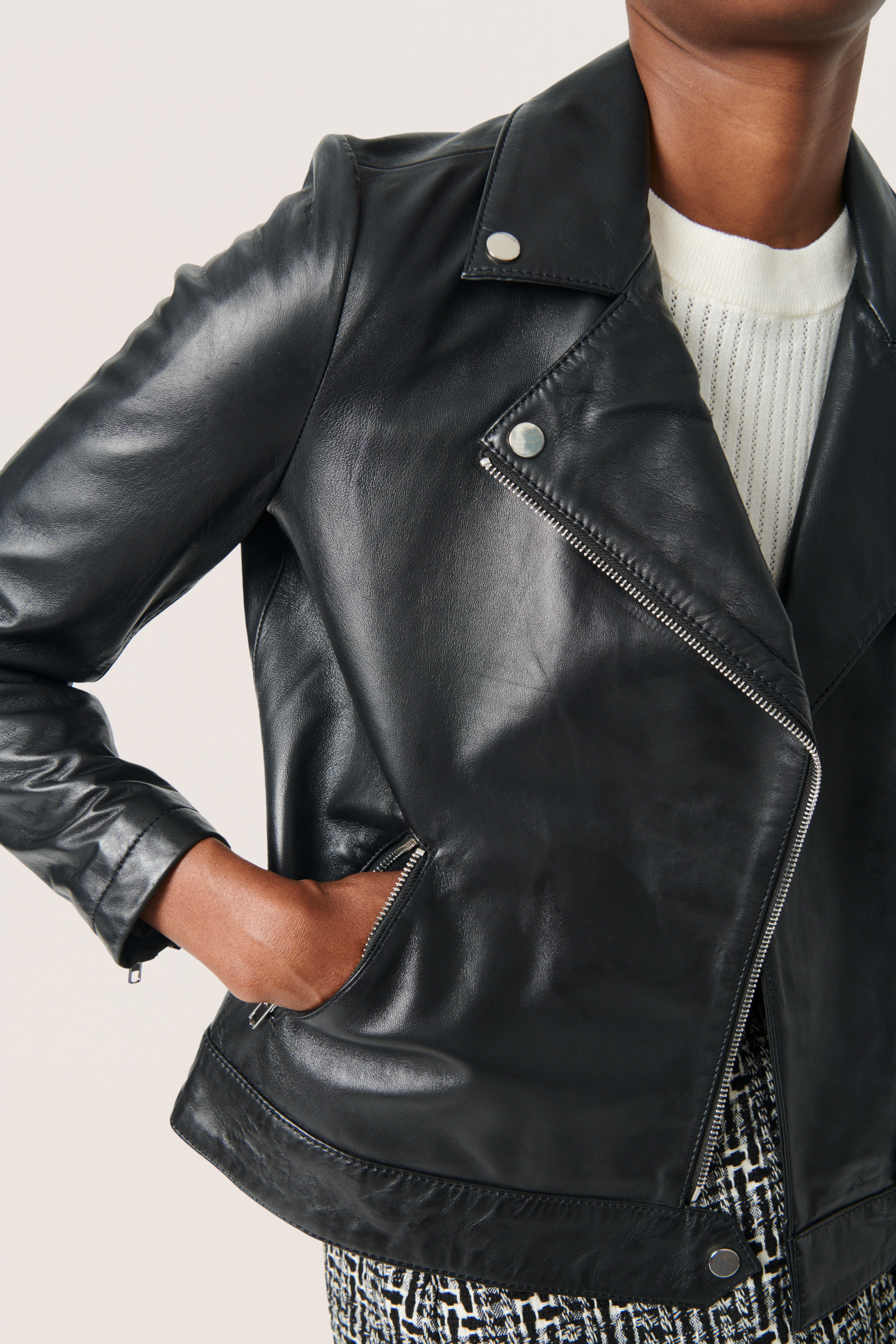 SLMaeve Leather Jacket LS Black - 3