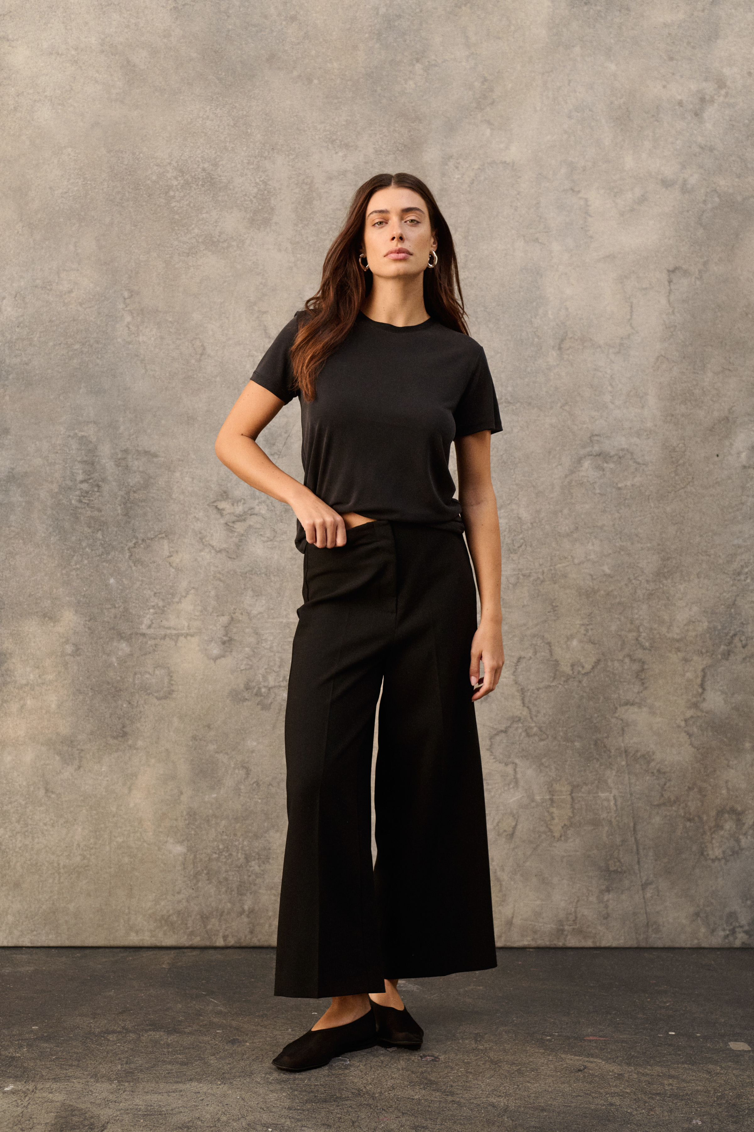 SLCorinne Wide Cropped Pants Black - 8