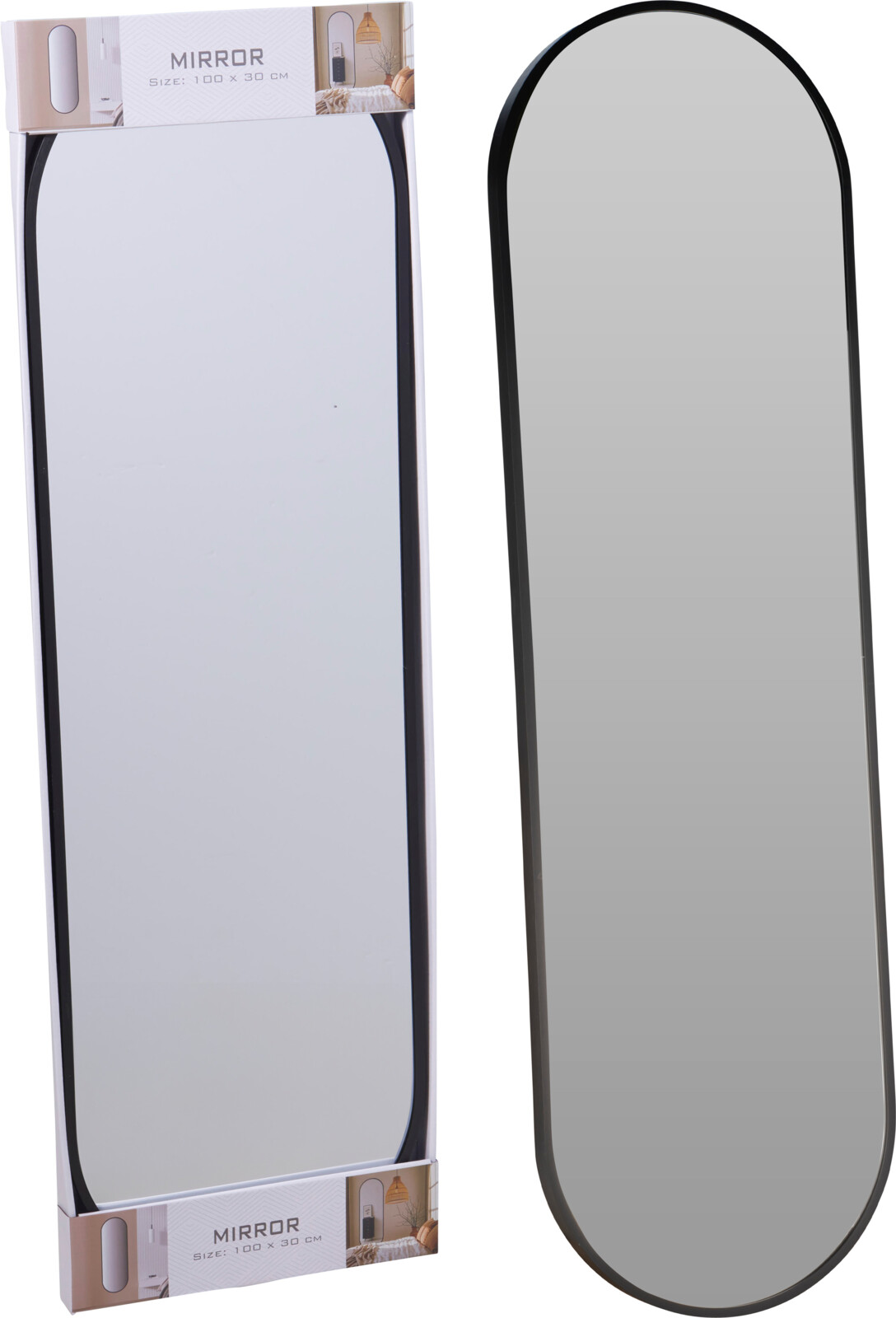 Spegel oval med aluminiumram