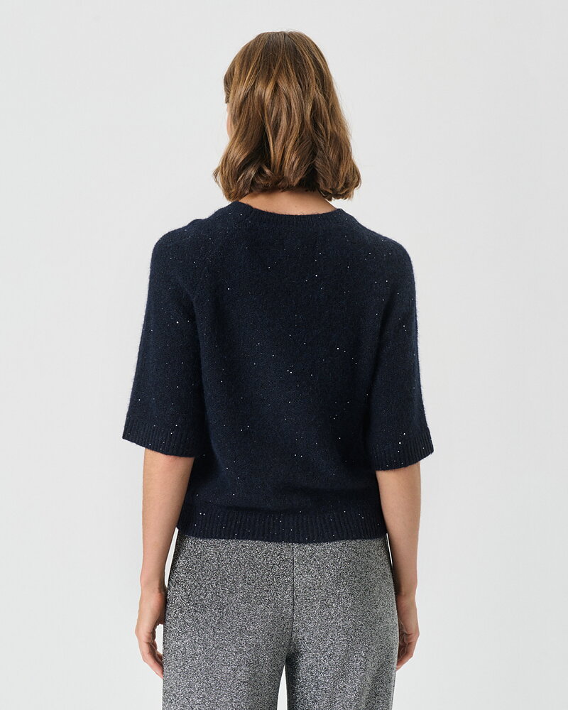 Jumper Uresa kort ärm glittrig/marinblå