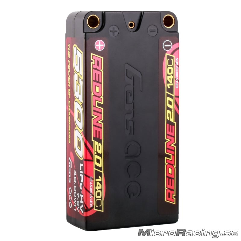 GENS ACE - Batteri LiPo, Redline 2.0, Shorty,  2S 140C, 7.6V/5300mAh - 3