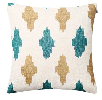 Kudde Ikat Agra - Off White/Heaven blue /Khaki 50x50 cm