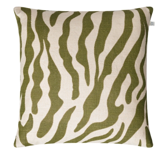 Kudde Zebra Linne - Light Beige/ Cactus Green 50 x 50 cm