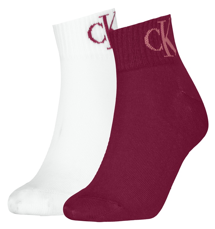 2-Pack Calvin Klein Women Quarter Monogram, Berry Red