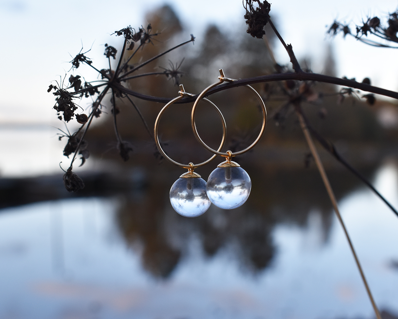 SVALÖ LARGE DROP -  colorless earrings gold plated