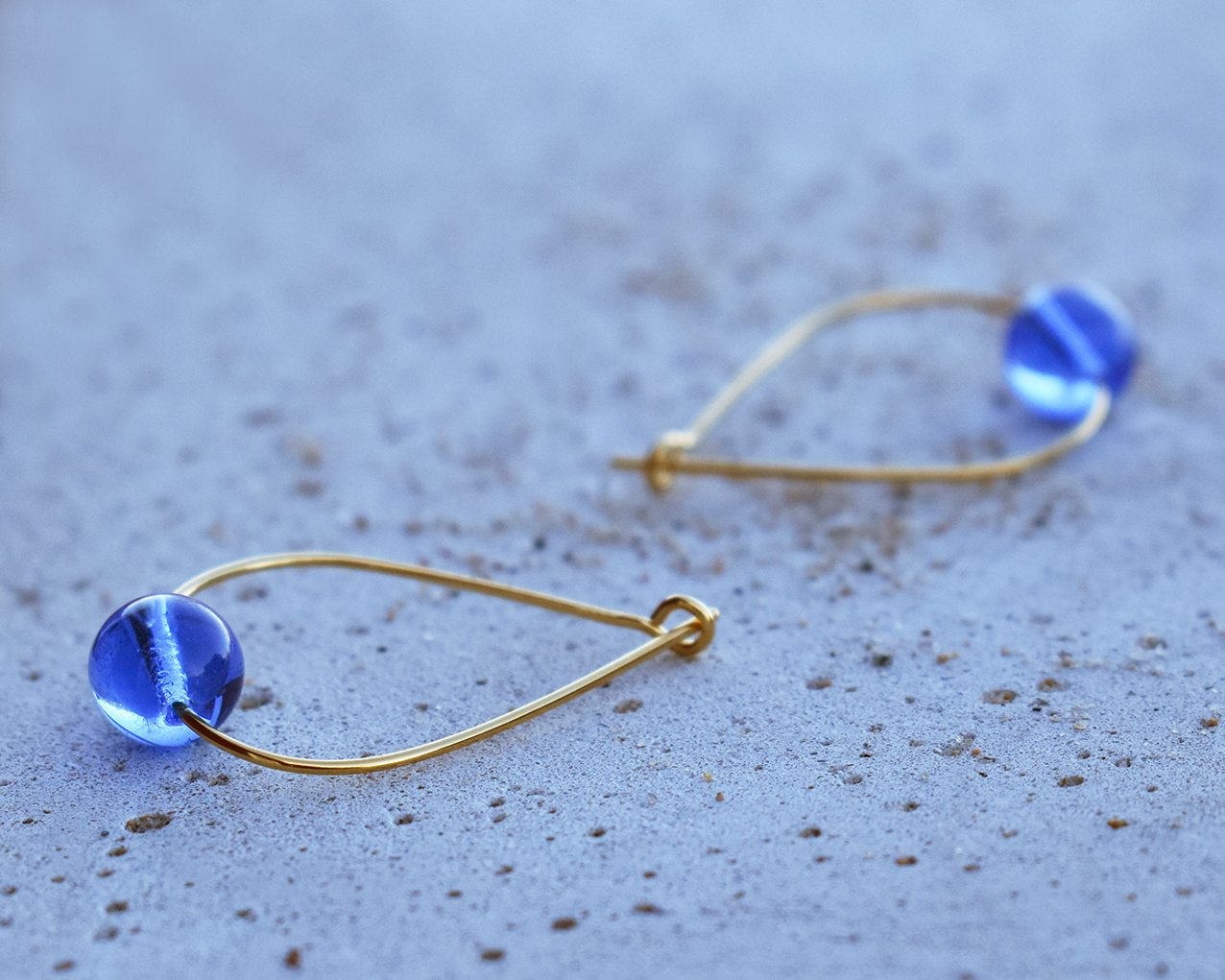 LEAF SKY - blue earrings gold plated - 2