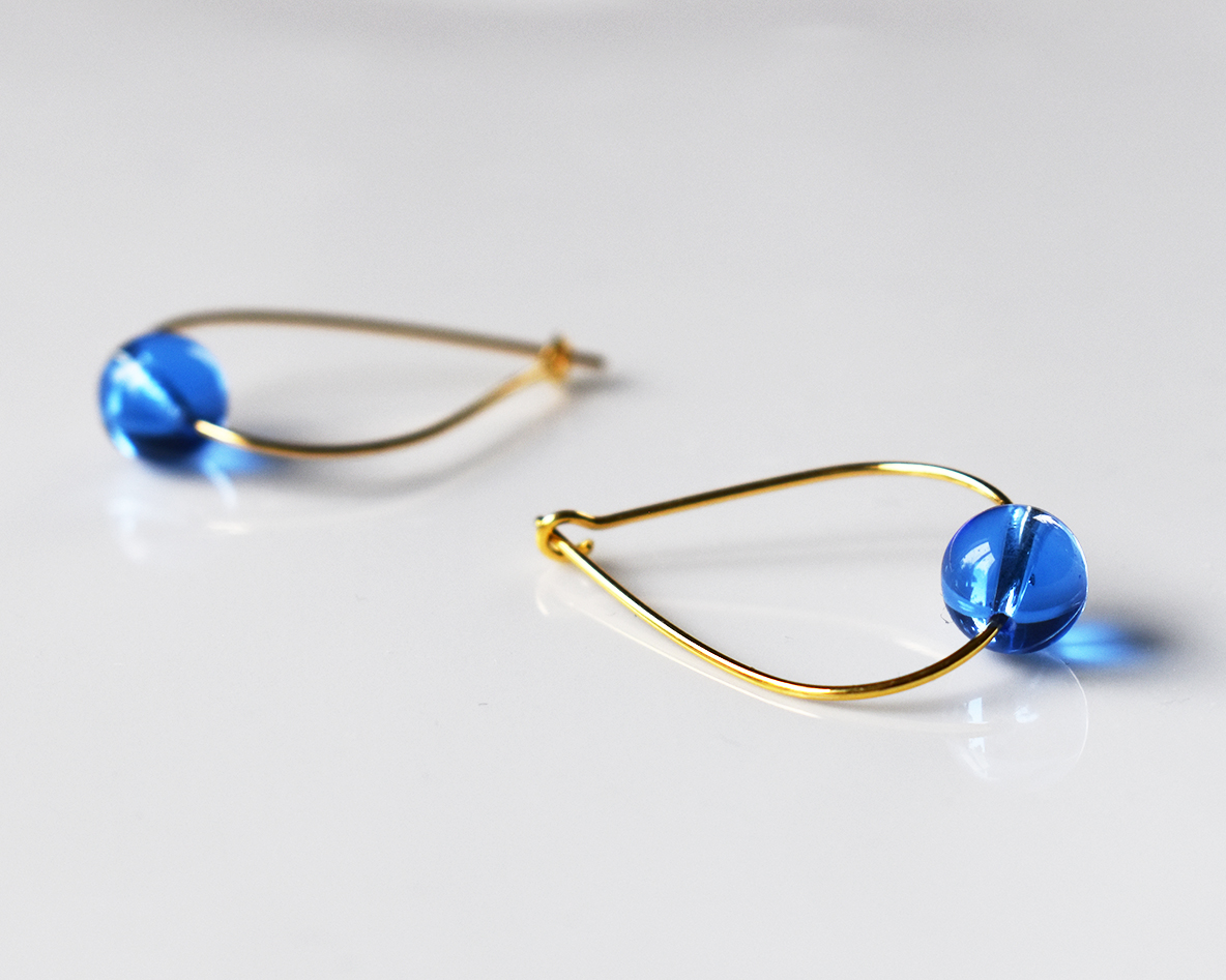 LEAF SKY - blue earrings gold plated
