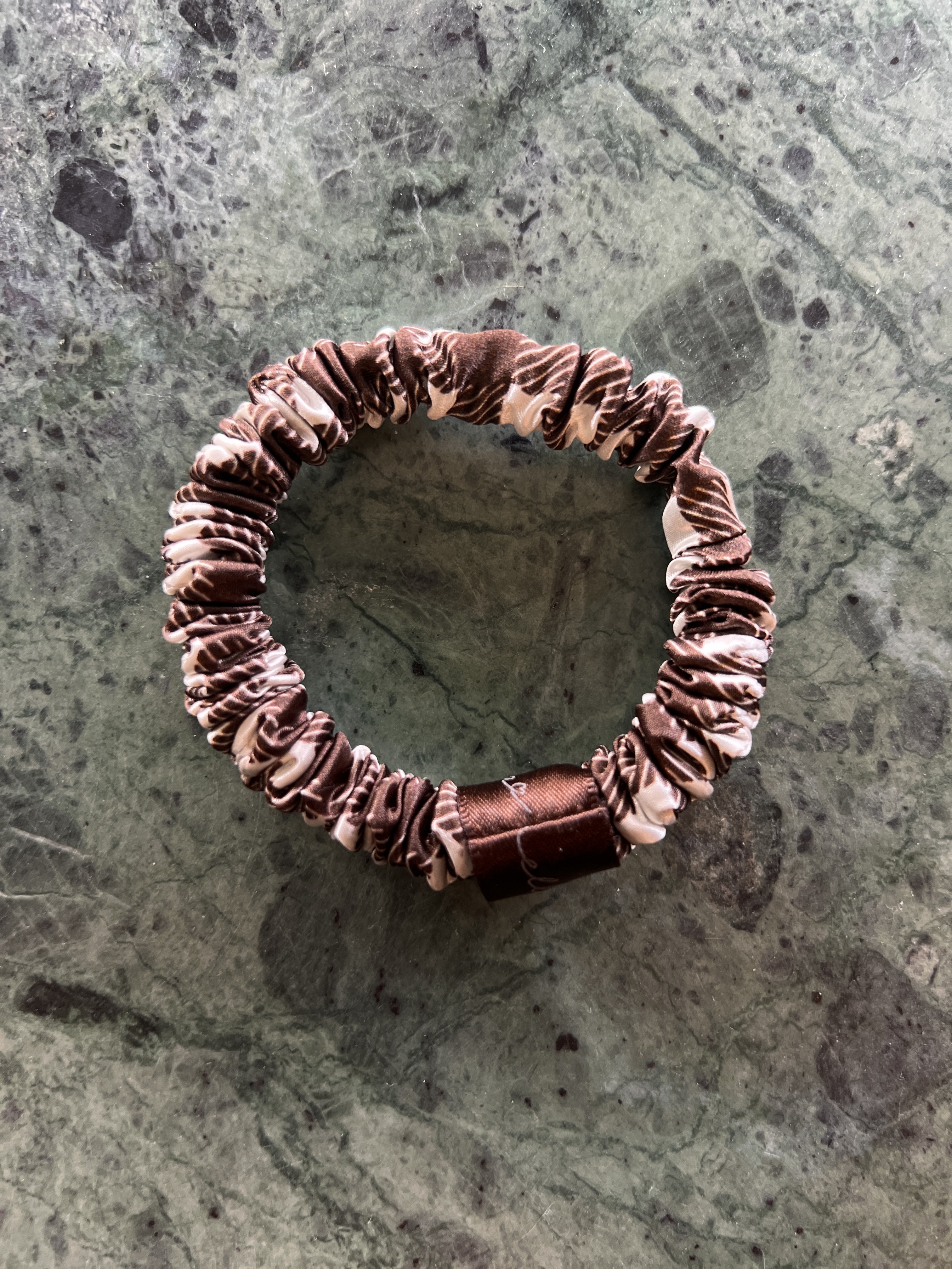 Silky hair scrunchie  Check Brown