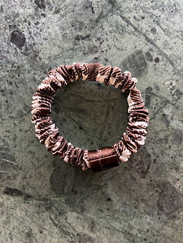 Silky hair scrunchie  Check Brown