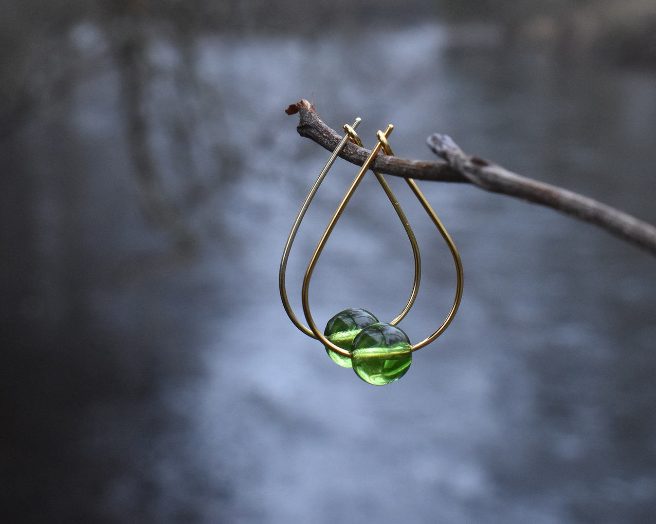 LEAF MOSS - green earrings gold plated - 2