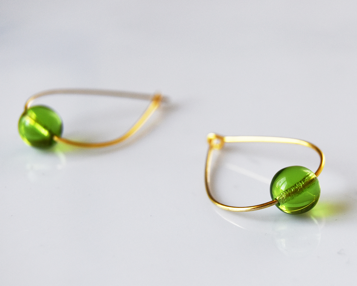 LEAF MOSS - green earrings gold plated