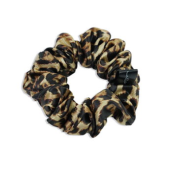 Silky hair scrunchie Large Brown Leo