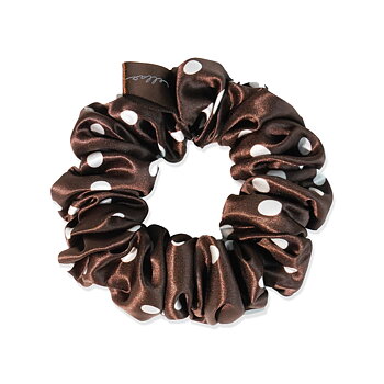 Silky hair scrunchie Large Brown Dot