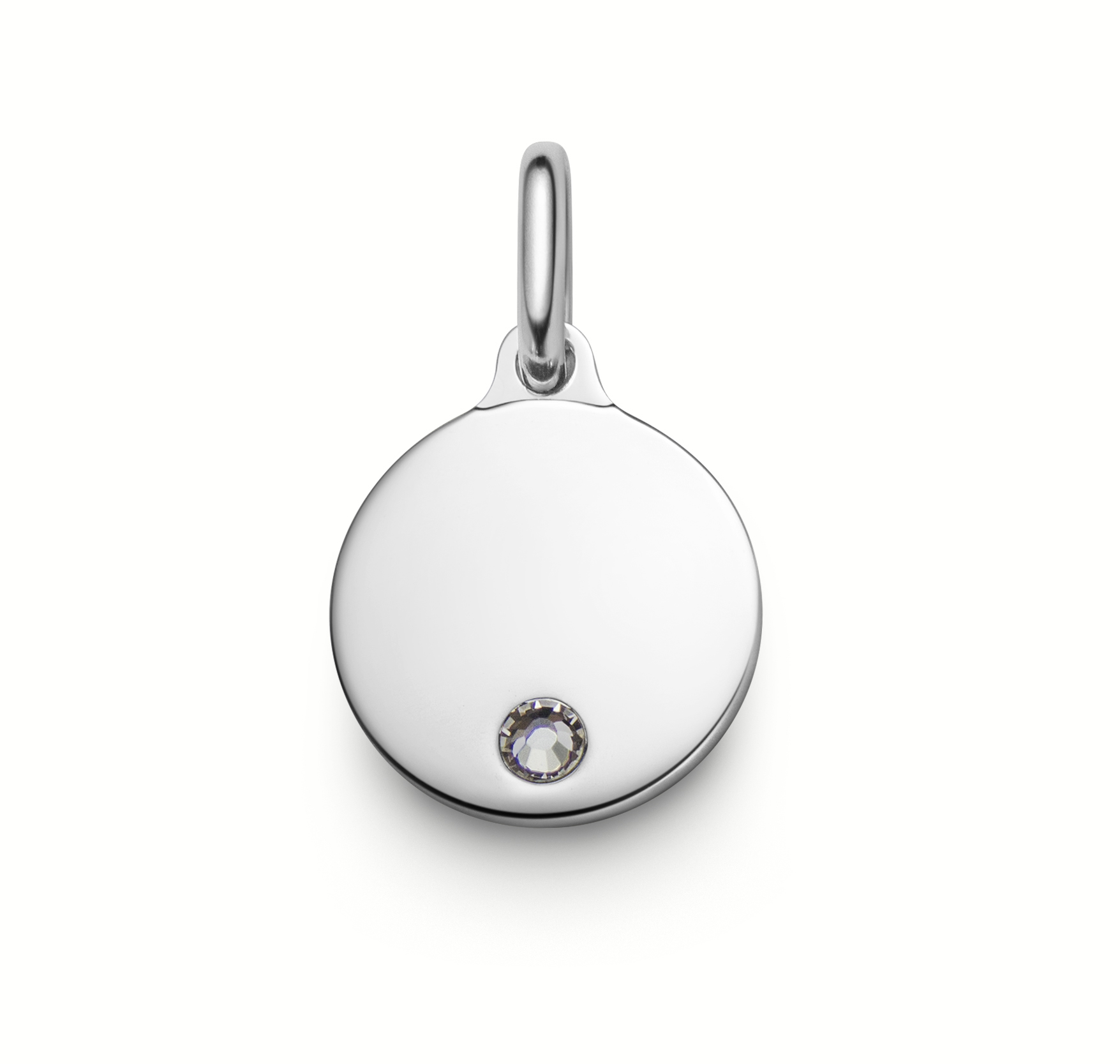 Namnsmycke Månadssten Rund Bricka 12mm Silver APRIL