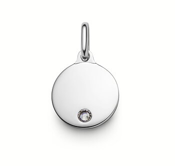 Namnsmycke Månadssten Rund Bricka 12mm Silver APRIL