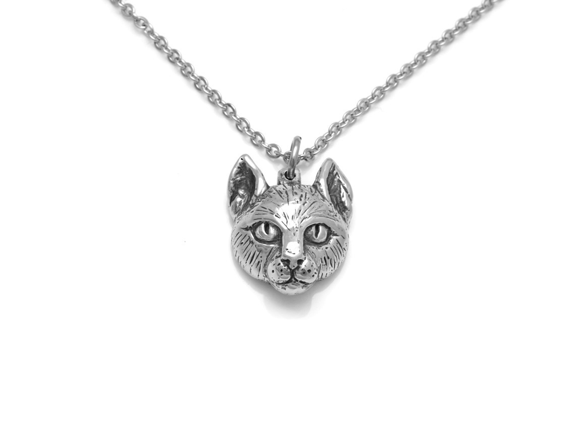 Kattansikte Halsband, Handgjort Katthuvud Smycke - 4