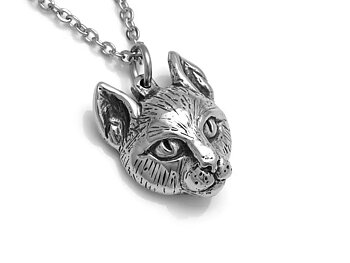 Kattansikte Halsband, Handgjort Katthuvud Smycke