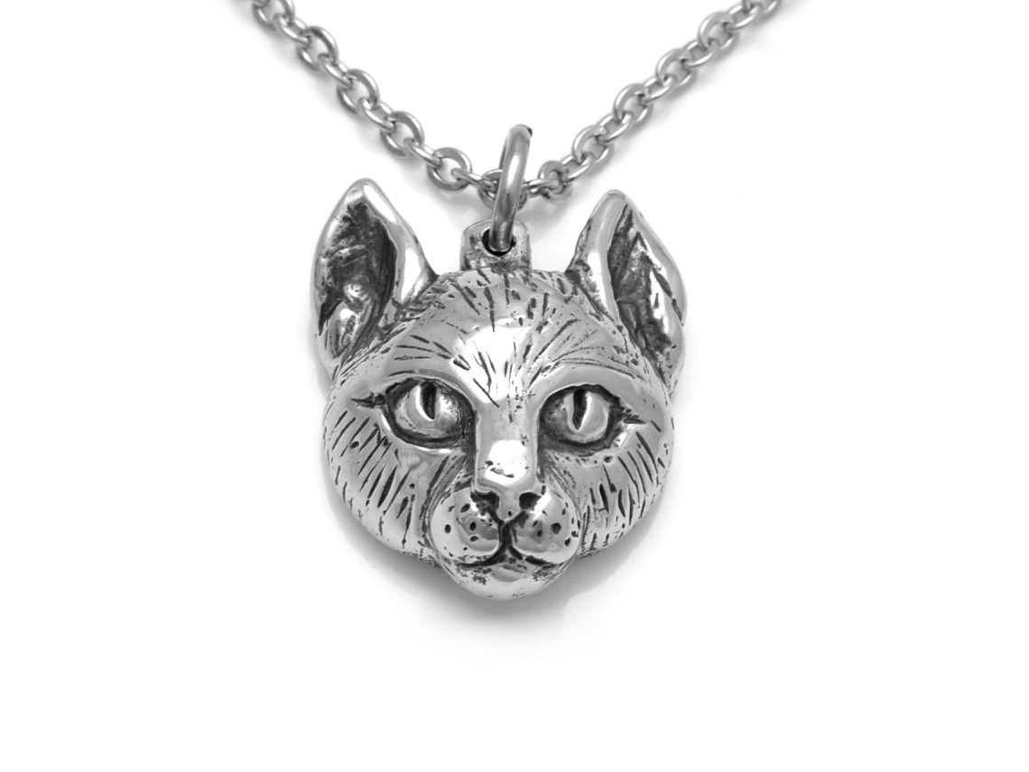 Kattansikte Halsband, Handgjort Katthuvud Smycke - 2