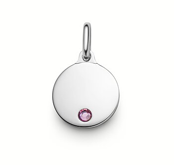Namnsmycke Månadssten Rund Bricka 12mm Silver OKTOBER