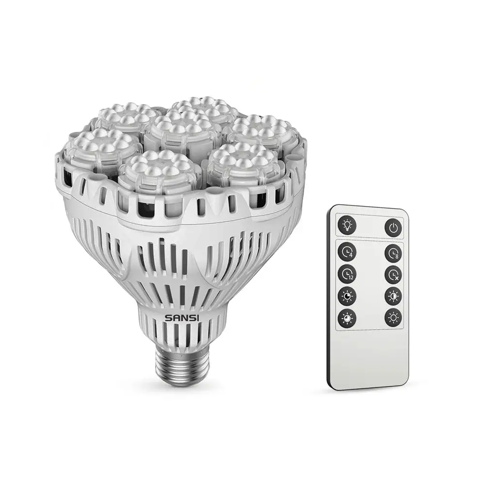 Sansi LED Växtlampa E27 - 40W fullspektrum med fjärrkontroll