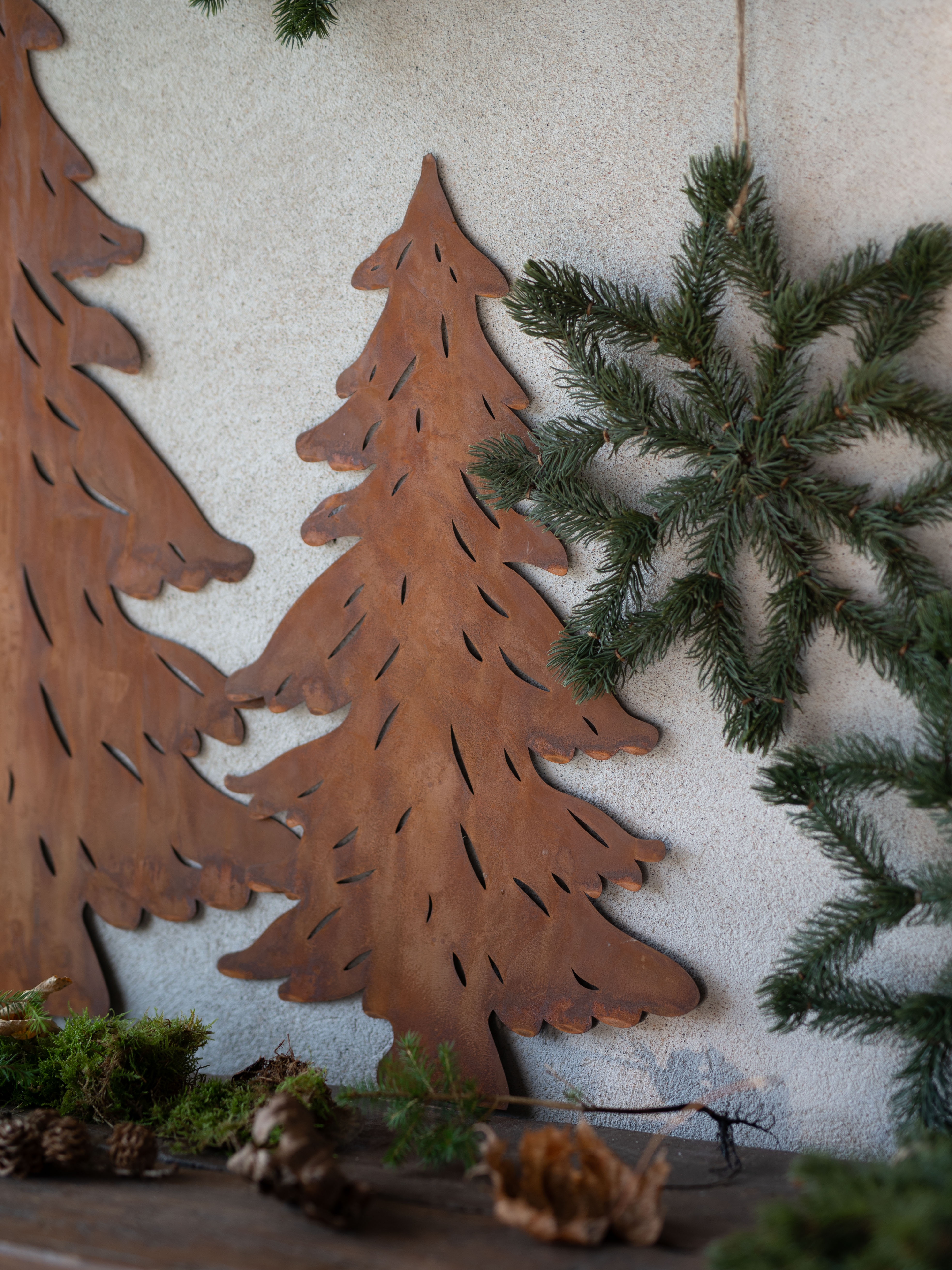 Christmas tree on a stick - Metal - Rust - 36x82 cm