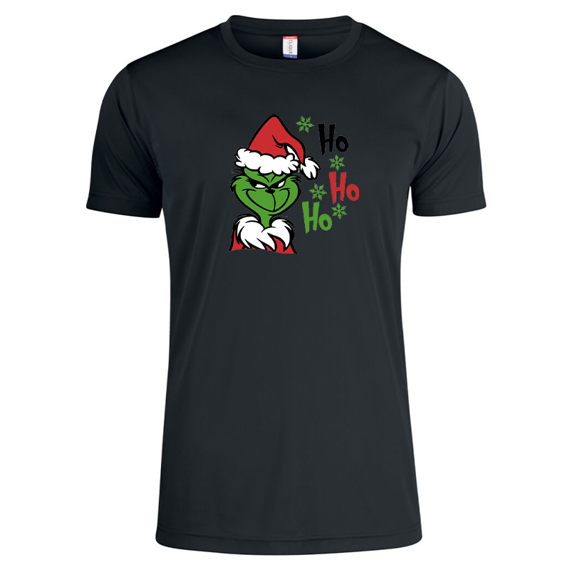 T-shirt HO HO HO black - Grinch front