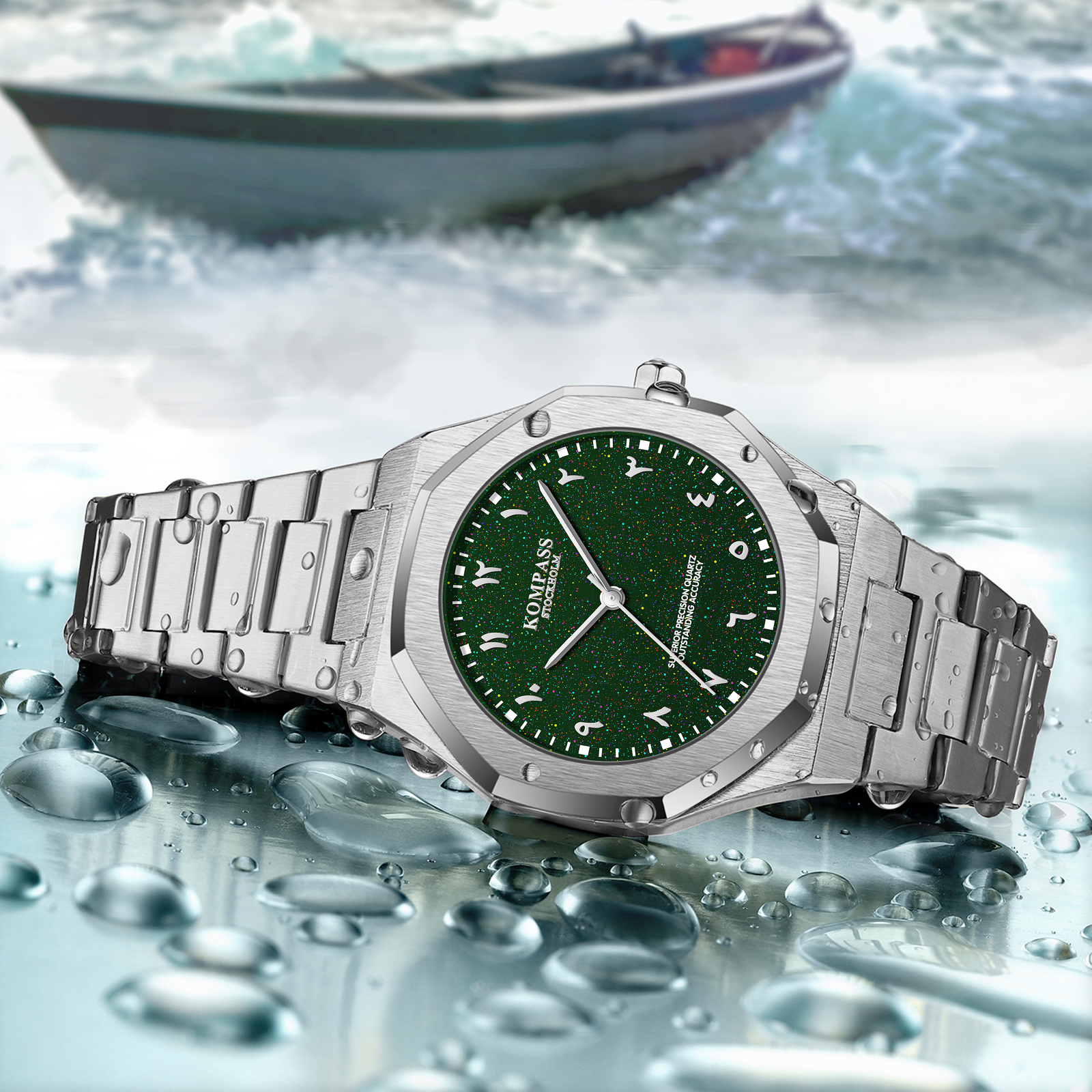 Kompass Star-Dust Arabic Silver Green - 9
