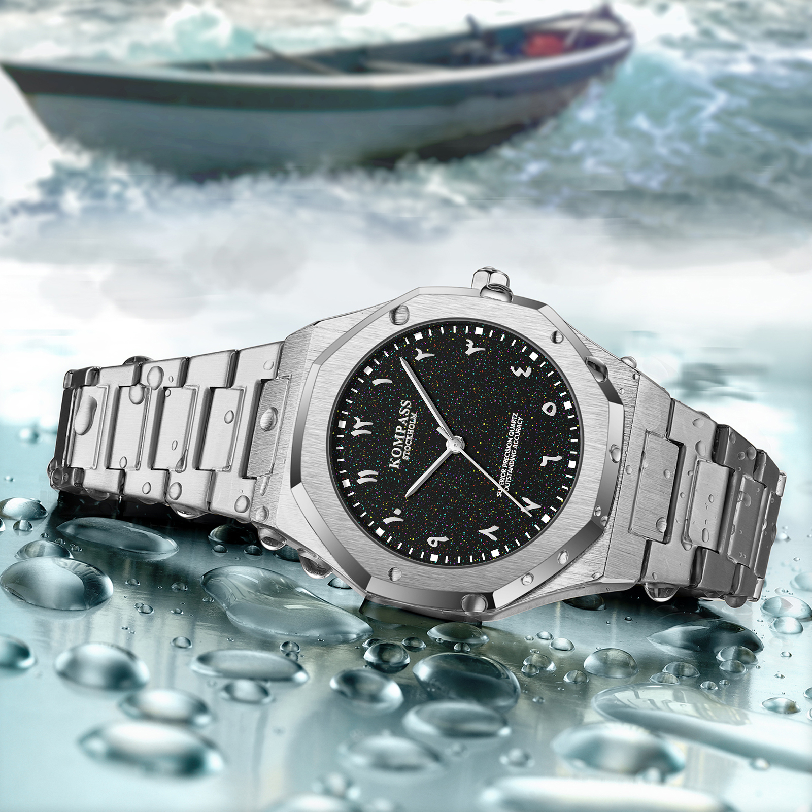 Kompass Star-Dust Arabic Silver Black - 9