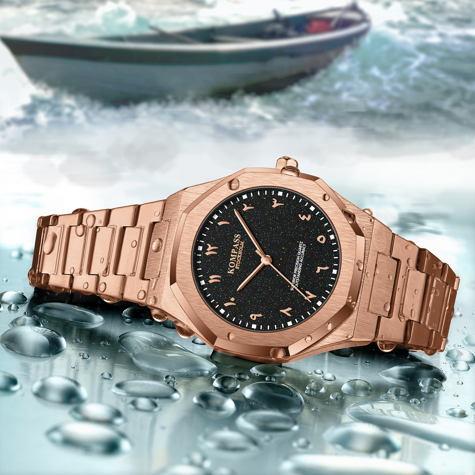 Kompass Star-Dust Arabic Rose Gold Black - 9