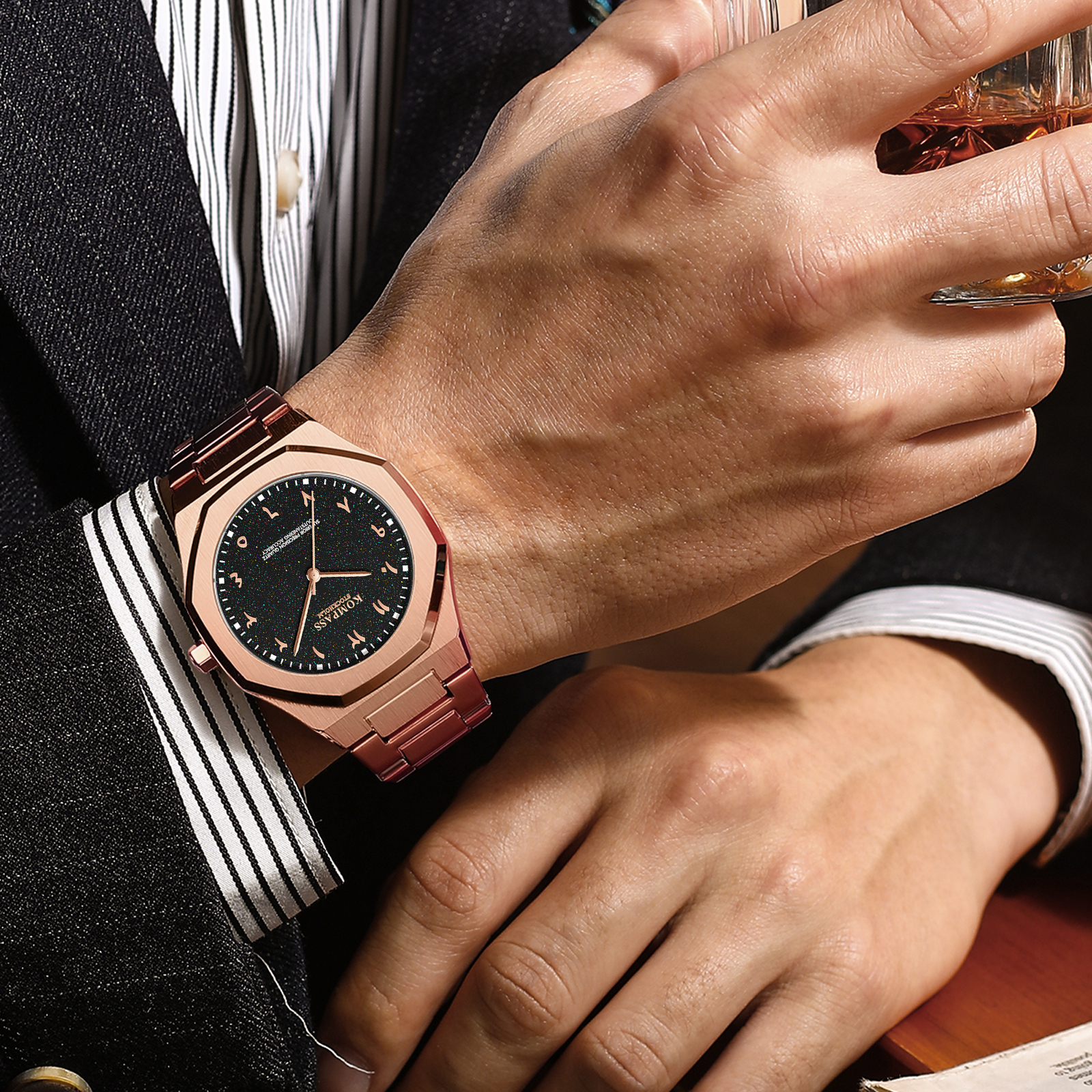 Kompass Star-Dust Arabic Rose Gold Black - 7