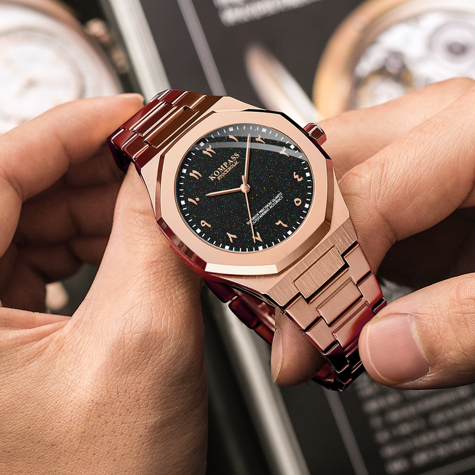 Kompass Star-Dust Arabic Rose Gold Black - 5